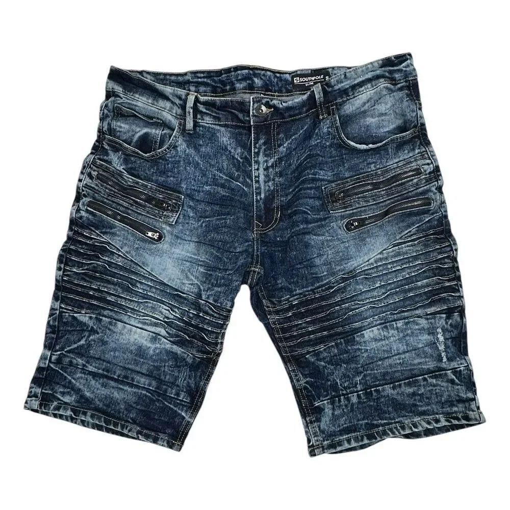 Southpole Acid Washed Blue Jean Shorts Slim Mens Size 38 Inseam 12 Inches
